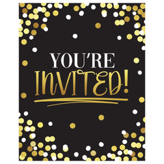 Black and Gold Birthday Invitation Cards, 8-ct - Pack of 12