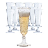 5 Oz. Silver Sparkle Plastic Flute Glasses | 24 Count