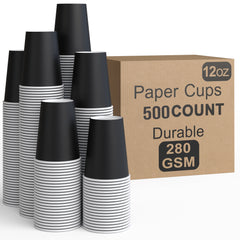 12 Oz. Black Paper Cups | 500 Count