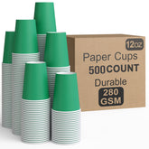 12 Oz. Emerald Green Paper Cups | 500 Count