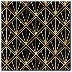 Awards Night Square Beverage Napkins, Black/Gold, 5-inch, 16-ct - Case of 72