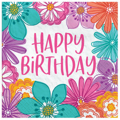 Pretty Petals Birthday Beverage Napkins, 16-ct - Case of 72