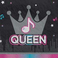 Internet Famous Queen Beverage Napkins, Black/Pink, 5-inch, 16-ct - Pack of 2