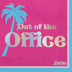Barbie "Out of the Office" Beverage Napkins, Pink, 5-inch, 16-ct - Case of 48