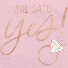 Blush She Said Yes Beverage Napkins, Rose Gold, 5-inch, 16-ct - Pack of 2