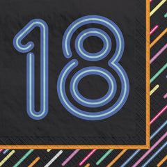 Neon 18th Birthday Beverage Napkins - 18-ct - Pack of 2