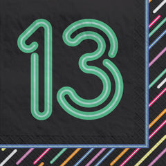 Neon 13th Birthday Beverage Napkins, 16-ct - Pack of 2