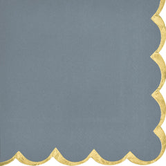 Elegant Dark Grey Luncheon Napkins with Gold Scalloped Edge, 16-pk | Case of 144