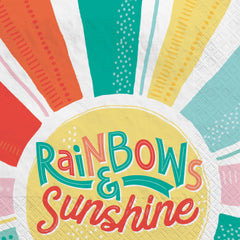 Retro Rainbow "Rainbows & Sunshine" Lunch Napkins, 6.5-inch, 16-ct - Pack of 6