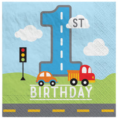 On the Road 1st Birthday Lunch Napkins, 16-ct - Pack of 3