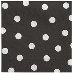 Jet Black Polka Dot Luncheon Napkins, 16-ct - Pack of 3