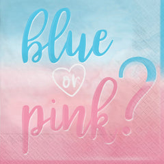 "Blue or Pink?" Lunch Napkins, Blue/Pink, 6.5-inch, 16-ct, 2-ply - Pack of 2