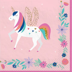 Enchanted Unicorn Birthday Lunch Napkins - 16 Count - Pack of 3