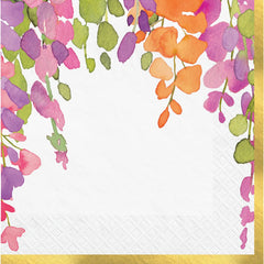 Romantic Floral Lunch Napkins, Gold/Orange/Purple, 6.5-inch, 16-ct. - Pack of 2