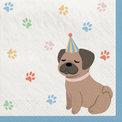 Playful Pug Party Lunch Napkins, 16-ct - Pack of 12