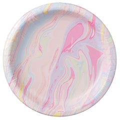 Elegant Marble Design 10-inch Round Paper Plates, 8-ct - Pack of 3