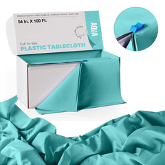 54 In. x 100 Ft. Cut To Size Aqua Plastic Table Roll | 6 Pack