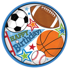 Sports Party Round Paper Plates, 7-inch, 8-ct - Pack of 18
