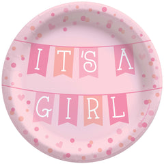 It's a Girl Baby Shower Paper Plates - 6.75-inch, 8-ct - Case of 72