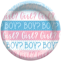 Gender Reveal Party Paper Plates - 6.75-inch Pink & Blue Design, 8-ct - Pack of 18