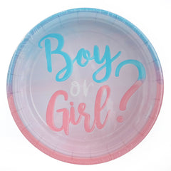 Round Paper Dessert Plates, Blue/Pink, 7-inch, 8-ct - Pack of 3