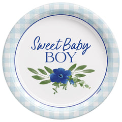 Sweet Baby Boy 7-inch Round Paper Plates, 8-ct - Pack of 3