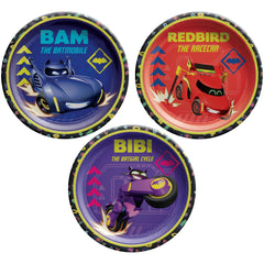 Warner Bros Batwheels 7-inch Round Paper Plates - Set of 3 - Pack of 2