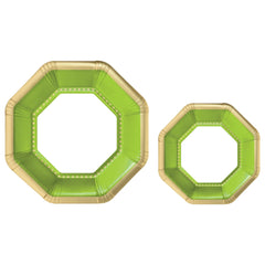 Premium Kiwi Green Octagonal Paper Plates Multipack, 7.5-in & 10-in, 20-pcs - Pack of 4