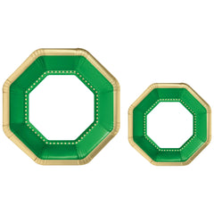 Festive Green Premium Octagonal Paper Plates Multipack, 7.5-in & 10-in, 20-pcs - Case of 12