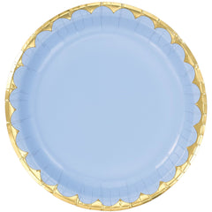 Ice Blue 6.75" Metallic Accent Paper Plates | 96 Count