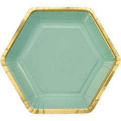 9-inch Hexagon Metallic Willow Party Paper Plates, 8-ct - Case of 48