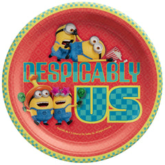 Despicable Me Round Paper Plates, Blue/Red/Yellow, 9-inch, 8-ct - Pack of 2