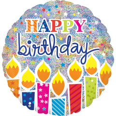 18-Inch Holographic Happy Birthday Foil Balloon - Pack of 5