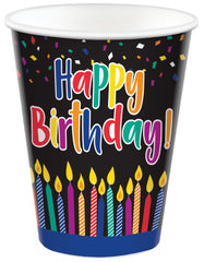 Colorful Birthday Candles 9 oz. Paper Cups, 8-ct - Pack of 18