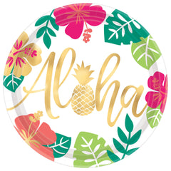 Aloha Floral Paper Dinner Plates, 10.5-inch, 8-ct - Case of 48