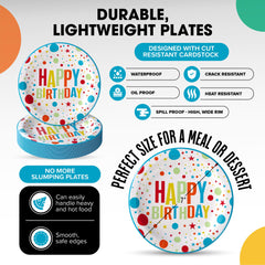 7 In. Birthday Print Paper Plates | 100 Count