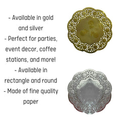 6.5 In. Round Gold Foil Doilies | 120 Count