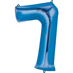 Blue Number 7 Foil Balloon, 34 Inches - Pack of 5