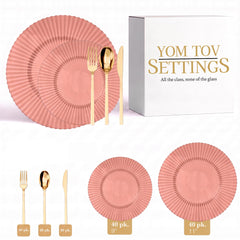 Pumpkin Gemstone Deluxe Set | Plates & Gold Cutlery | Serves 40