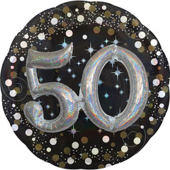 Sparkling Silver 50th Birthday Foil Balloon - Pack of 5