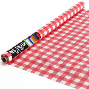 40 In. x 100 Ft. Premium Red Gingham Plastic Table Roll | 6 Pack