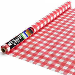 40 In. x 100 Ft. Premium Red Gingham Plastic Table Roll | 6 Pack