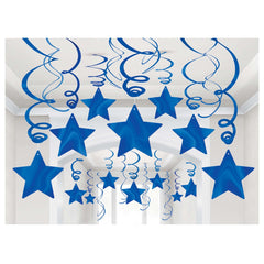 Blue Star Swirl Decorations, 30-ct - Pack of 6