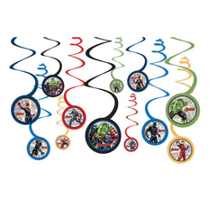 Marvel Avengers Swirl Hanging Decorations, 10-inch, 12-ct - Pack of 6
