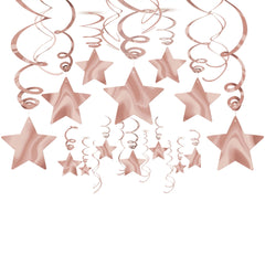 Rose Gold Shooting Stars Swirl Hanging Decorations - 30-ct - Pack of 6