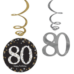 Sparkling Celebration 80th Birthday Swirl Decorations, 10 inch, 12-ct - Case of 48