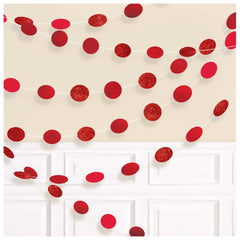 Sparkling Red Glitter String Decorations, 6-pcs - Case of 48