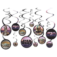Disney Star Wars Mandalorian Swirl Decorations, Purple/Green, 10-inch, 12-ct - Pack of 6