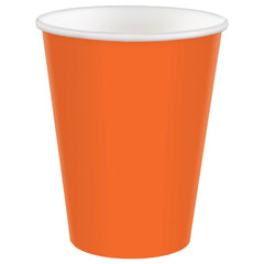 Vibrant Orange 9oz Paper Cups, 20-ct - Case of 36