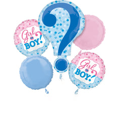 Gender Reveal Foil Balloon Bouquet - 5 Piece Set - Pack of 3